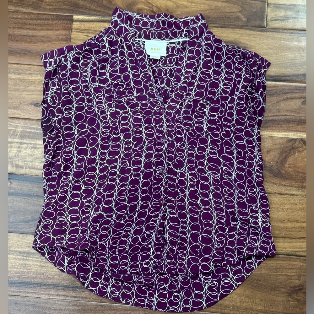 Maeve Purple and White Patterned Blouse